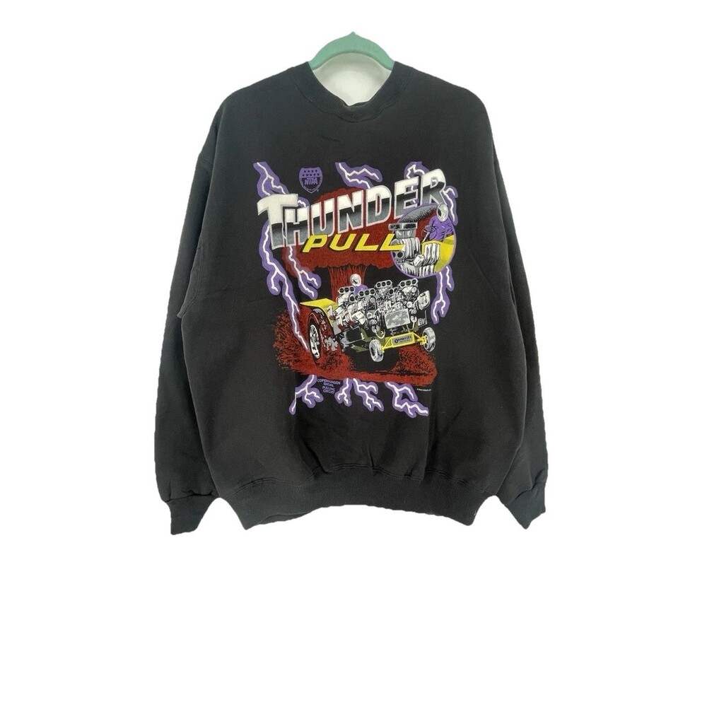 Vintage 1995 90s Drag Racing Thunder Skoal Pull Sweatshirt Deadstock XL USA AOP
